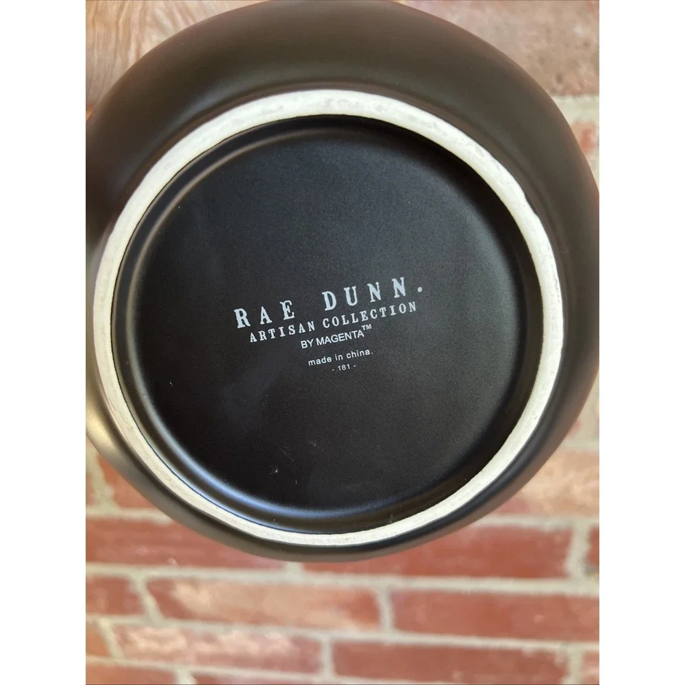 RARE Rae Dunn Artisan Collection Black Hanging PLANT Planter By Magenta